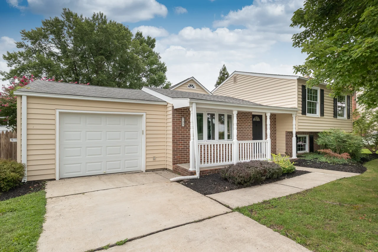 Front exterior and attached garage