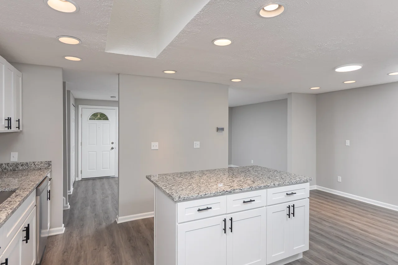 Kitchen island toward the front entry