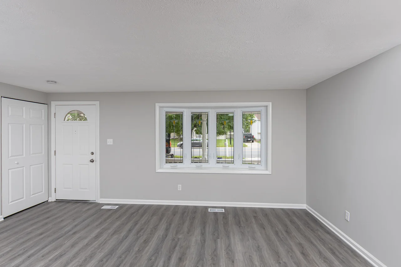 Living room and front windows
