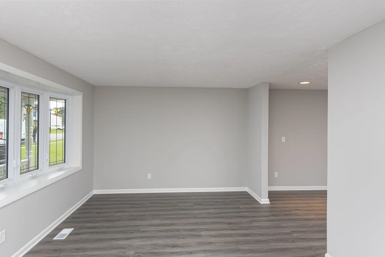 Living area with broad windows