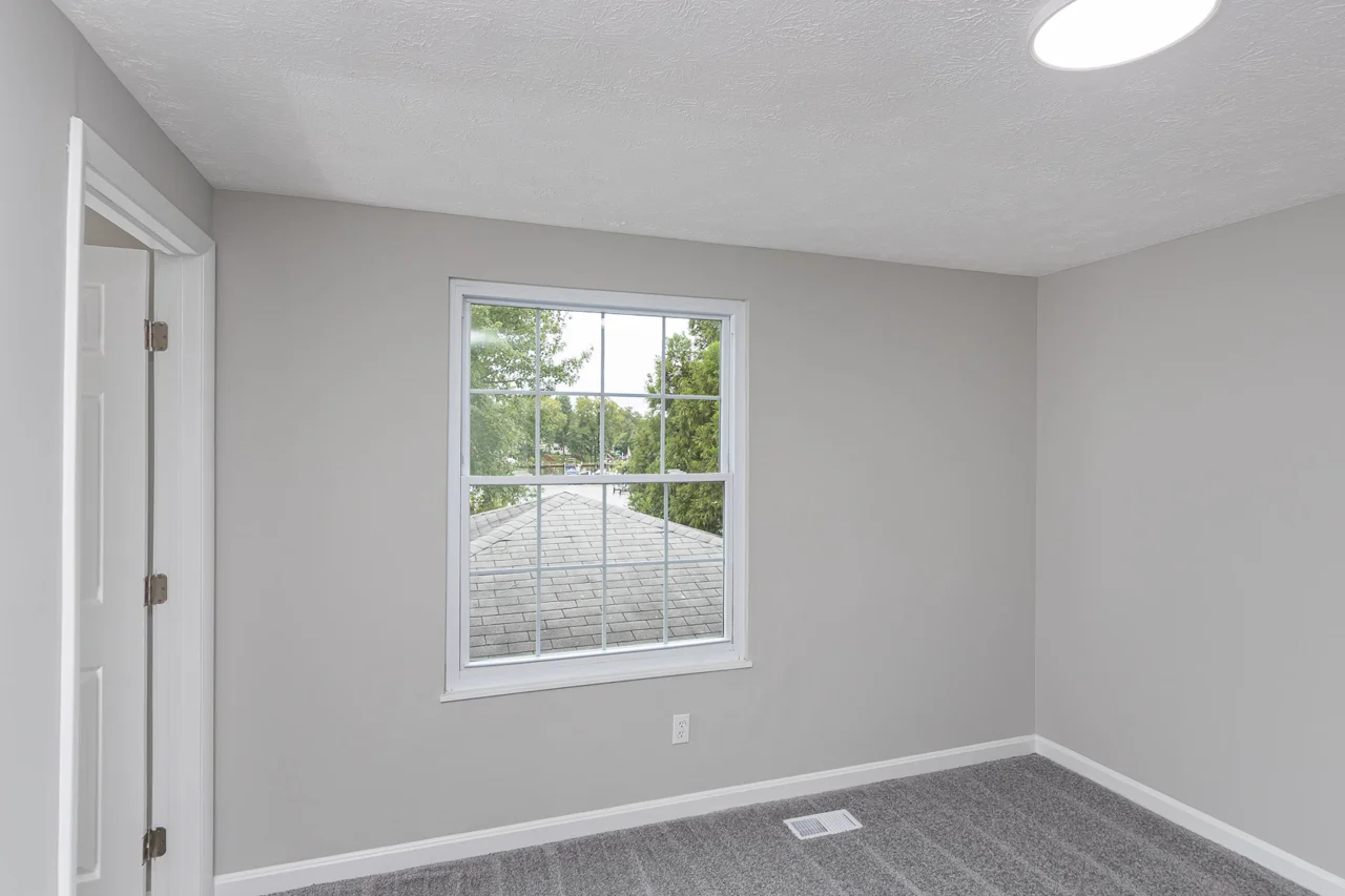 Bedroom window overlooking the yard