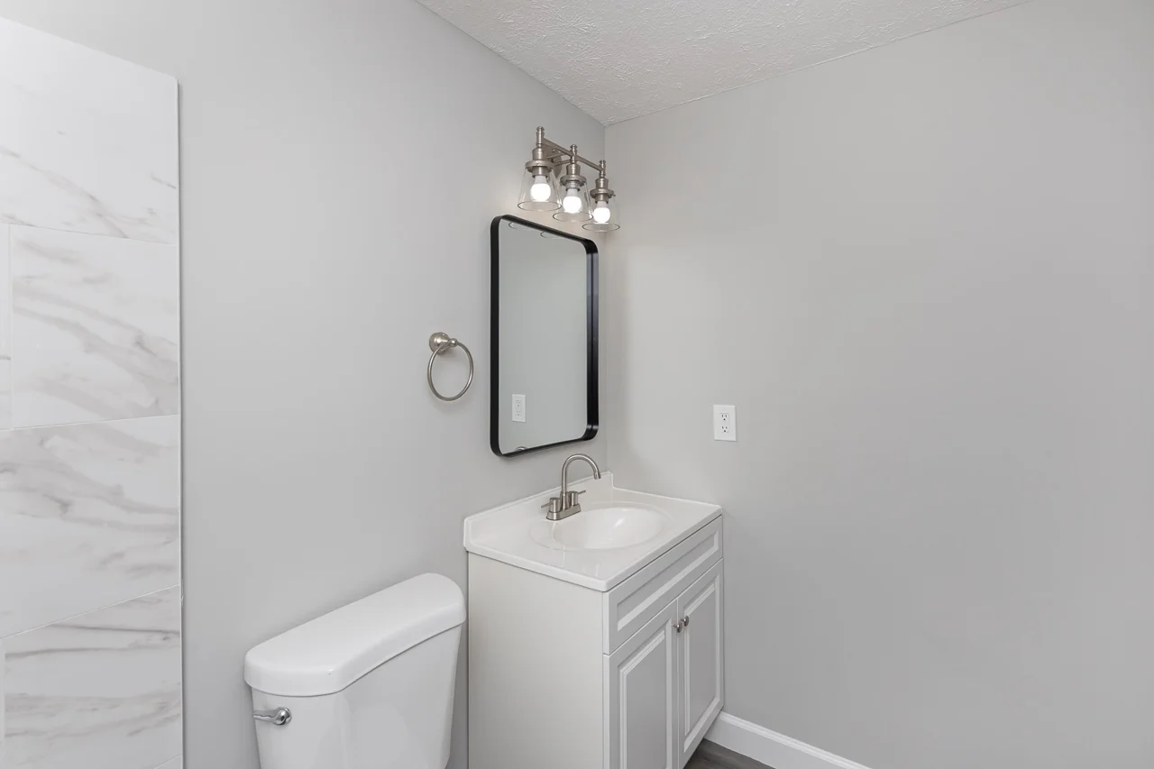 Bathroom vanity and mirror